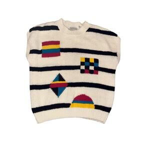 Vintage Design Directions SWEATER Size Large-‎ Vintage Bright Colors Shapes